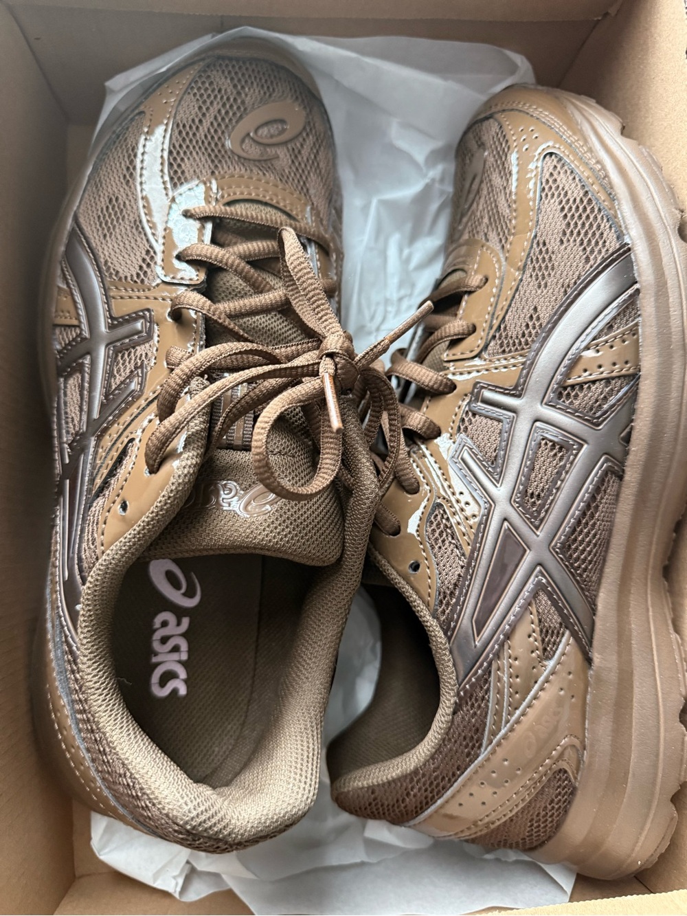 ASICS Tan/Brown Mesh Running Sneakers